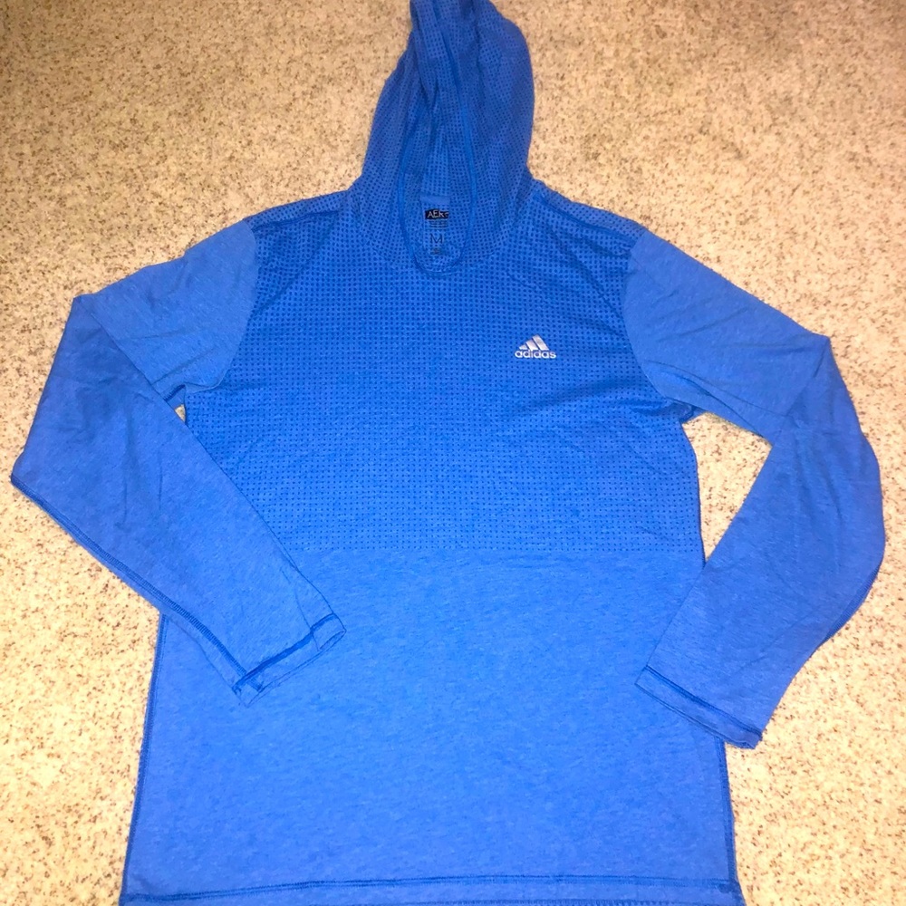 Adidas Mens aeroknit hooded long sleeve tee shirt sz M
